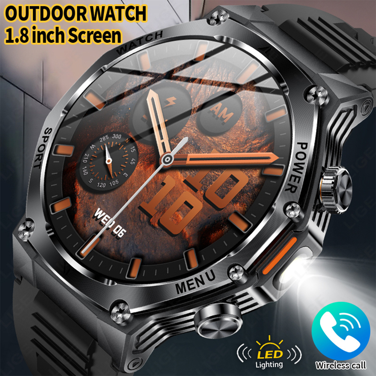 luxury watch New AK82 with Bluetooth calling pedometer flashlight heart rate and blood oxygen monitoring pedometer bracelet mens watches high qualit