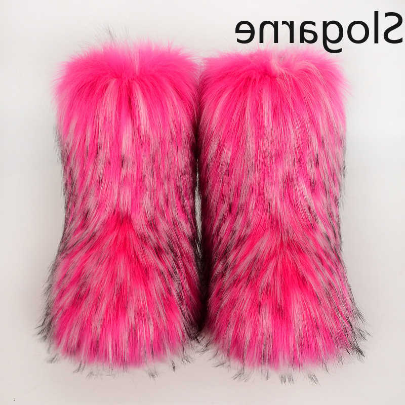 Women Winter Fluffy Fur 2026 Boots Woman Furry Snow Boots Plush Warm Outdoor Footwear s Faux Fox Fur Platform Shoes D260917