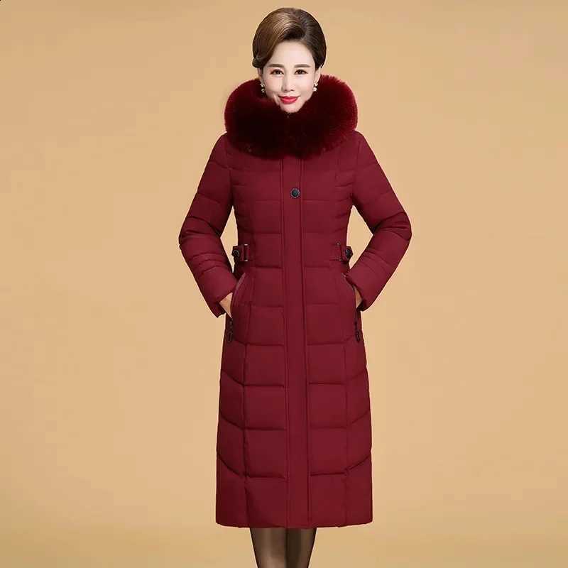 6XL Parka Middle-Aged Elderly Cotton-Padded Clothes Thicker Longer Mid-Length Over-The-Knee Women's Loose Mother Winter Coat H260917