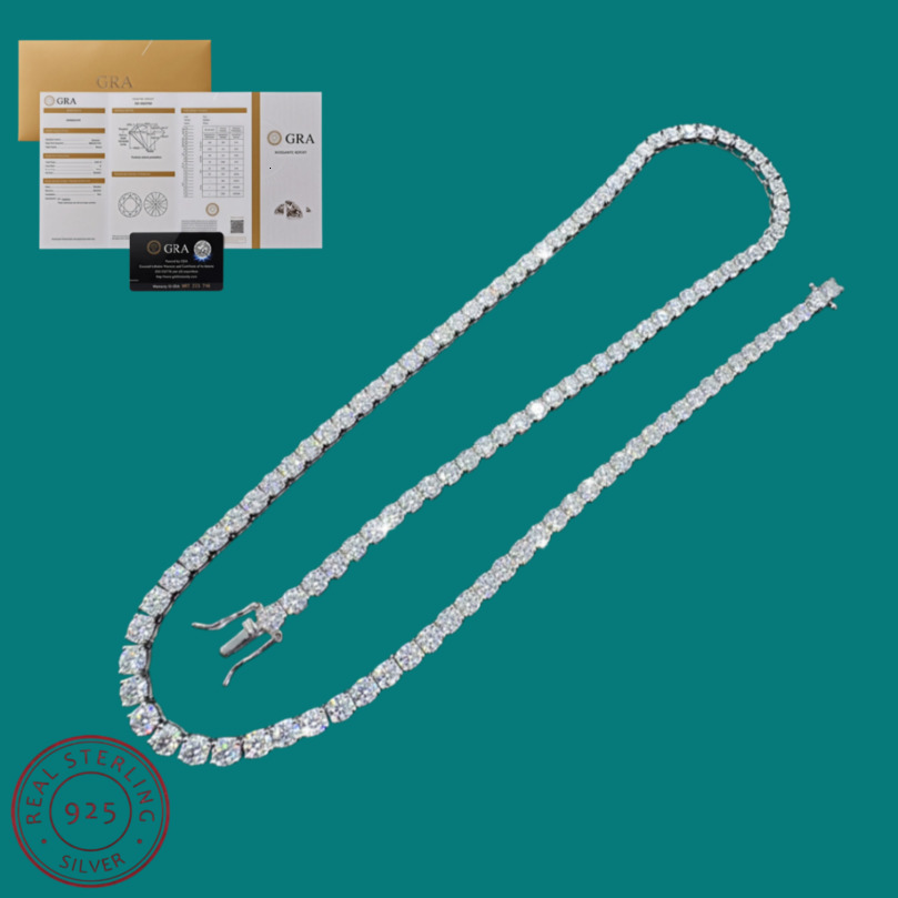 Tennis Necklace 100% 925 Sterling Silver 26mm y with GRA Necklaces for Women Man Wedding Jewelry Nice Gift 260915