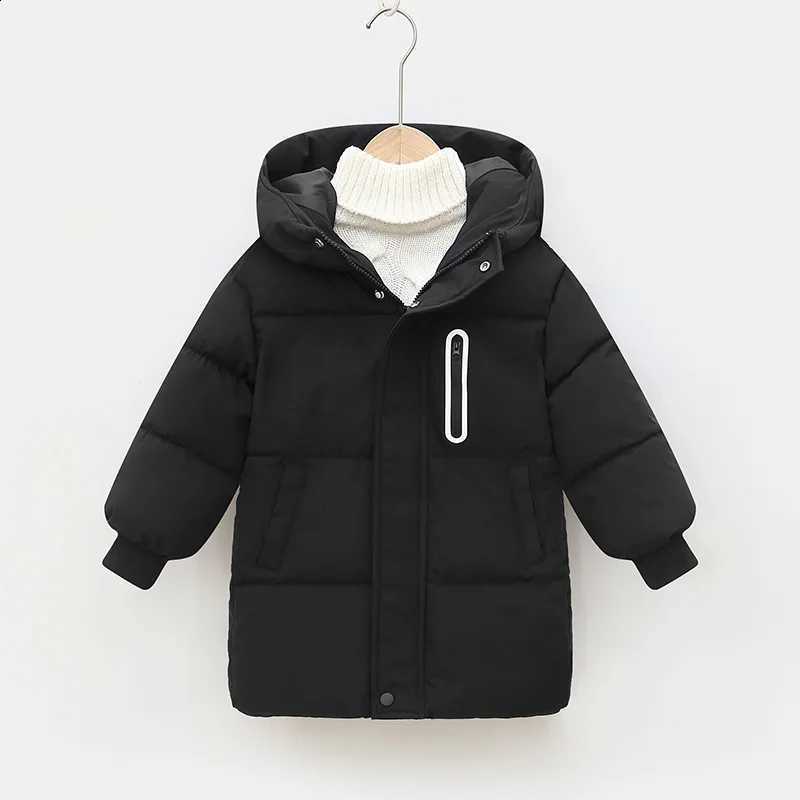 ZOETOPKID 2026 Winter New Girls Boys Jacket Long Solid Color Thick Keep Warm Hooded Down Outerwear Teen Casual Cotton WindbreakT260916