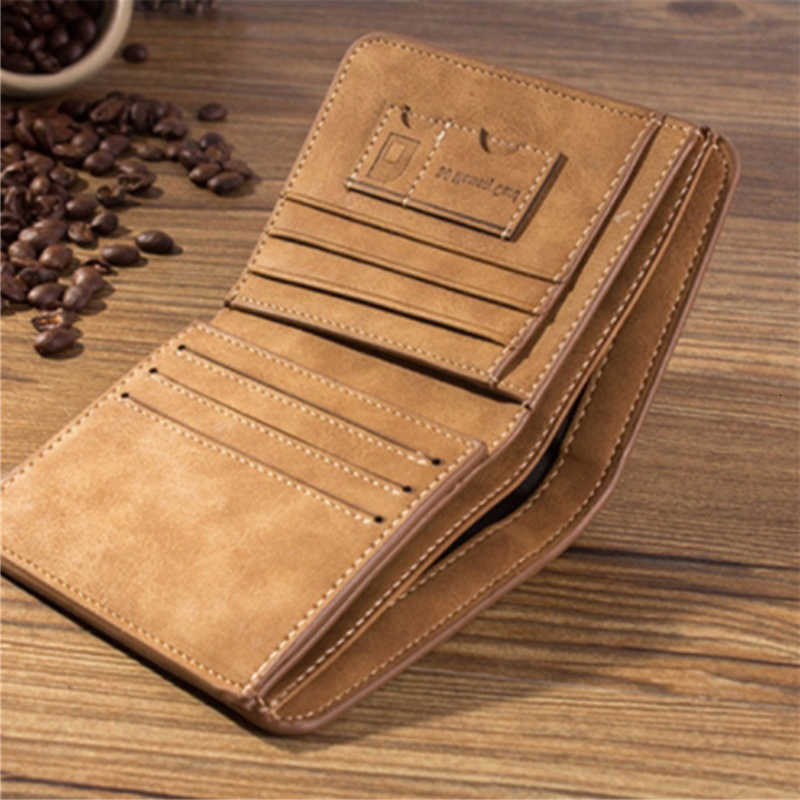 Wallet New Men's Short Frosted Leather Wallet Retro Three Fold Vertical Wallet Youth Korean Multi-card Wallet 2023 Men FashionT260917
