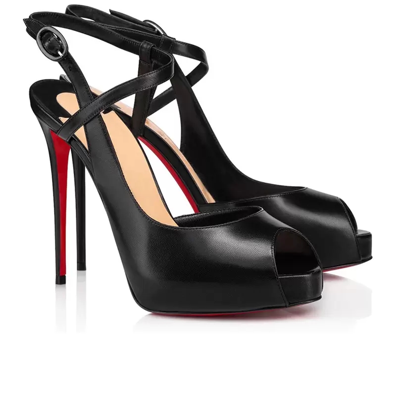 Fashion Casual Summer Womens Sandal Red Bottoms Pumps Peep Toes Jenlove Alta 120mm High Heels Leather Slingback Sling Fish Mouth Design Platforms Sa
