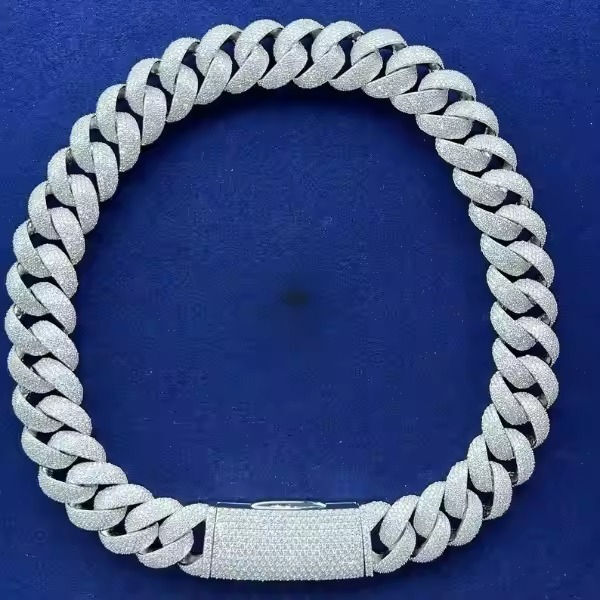 22mm Miami Cuban Link Chain Luxury IGI Certified Moissanite 925 Silver Plated 18-24 Inch Unisex Party Necklace