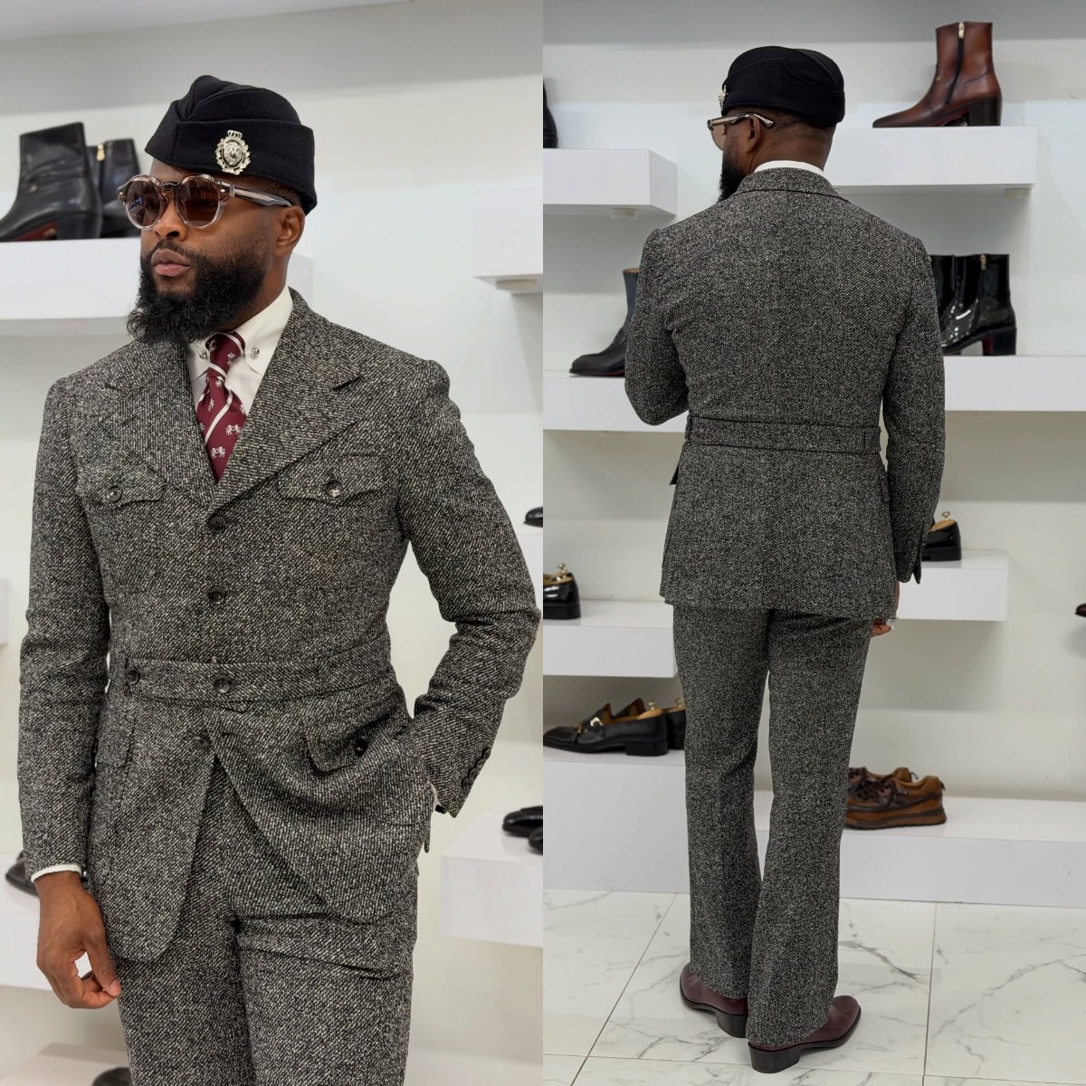 Fashion Wool Blend Men's Suit Single Bresated Autumn Winter Prom Blazers 2 Pieces Customized Formal Party Wear