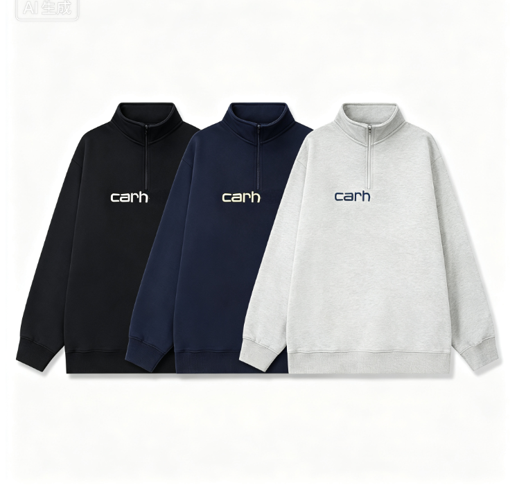 Men s Designer Embroidered Half Zip Sweatshirt Hip Hop High Street Chest Letter Logo Stand Collar Loose Pullover For Daily Street Outfit