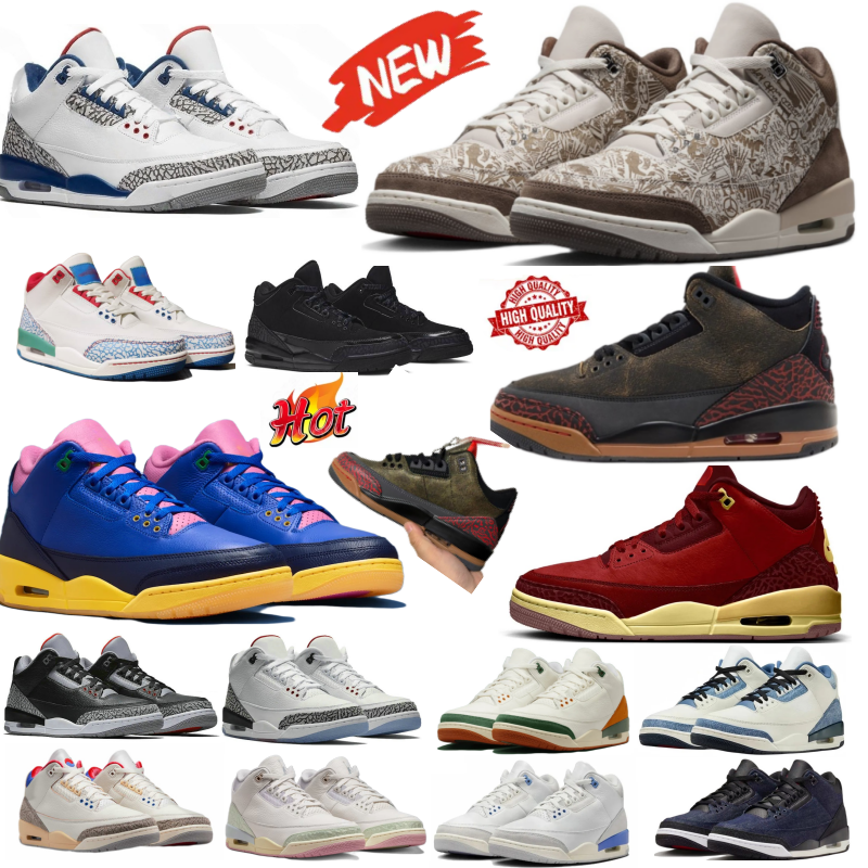3 3s OG Laser True Blue Basketball shoes Golf Black White Cement Sail Denim Black Cat Reimagined Fragment White Secret Garden mens womens outdoor sn