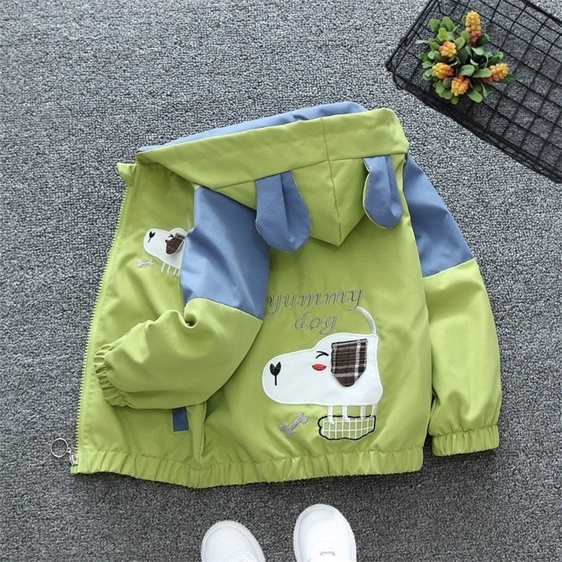 Fashion Dogs Baby Boys Jackets Casual Hooded Zipper Kids Windbreaker Coat Cartoon Outerwear 1 2 3 4 5 6 Years Clothes 260902