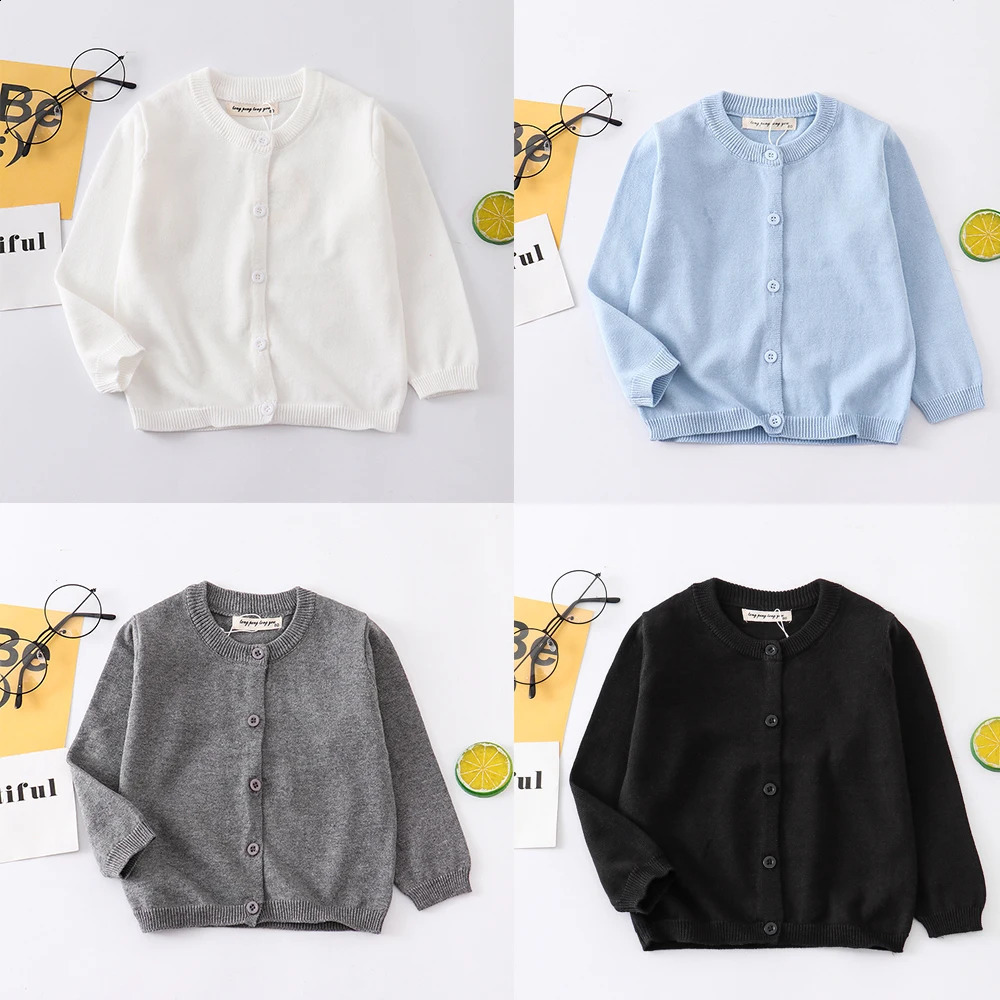 Baby Clothes Boys Cardigan 6 to 9 12 18 24 Months Soft Cotton White Black Gray Light Blue Toddler Girls Sweaters Kids Cardigans 260916