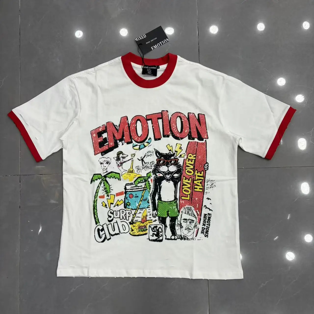 MIXEDEMOTION Rhinestone cartoon printed pattern 100% cotton Men Women Tshirt Loose casual Shinning Diamond Tees Oversized Top 260916