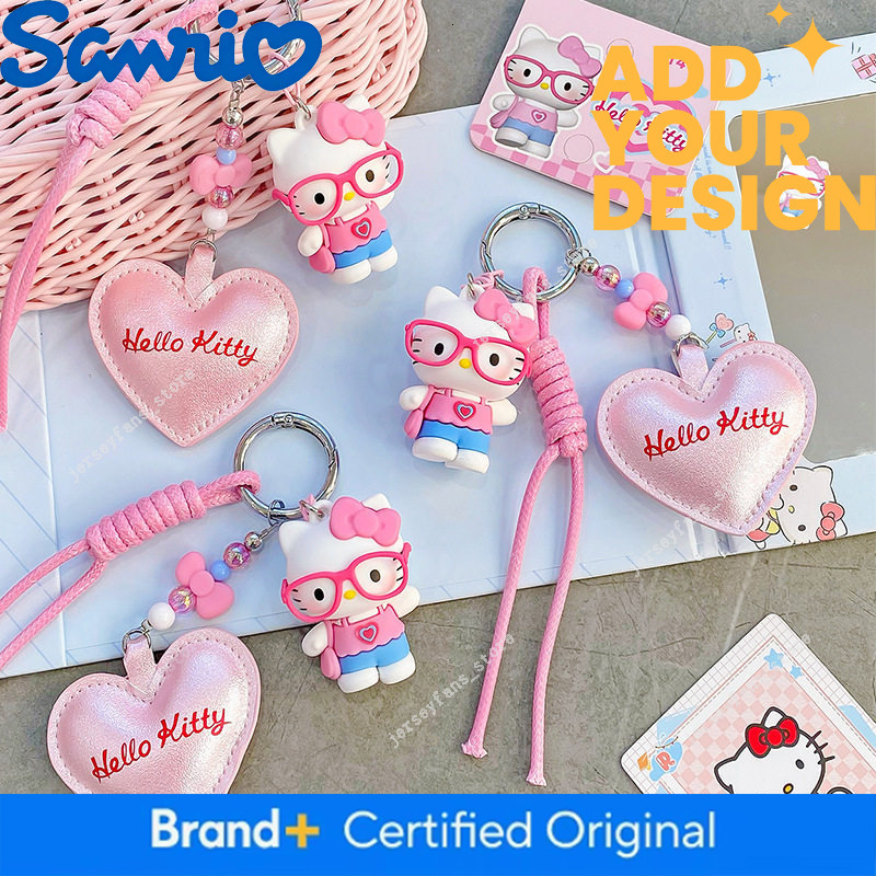 Genuine Sanrio Hello Kitty cat keychain, fashionable and cute accessory for bags, perfect as a small gift bb