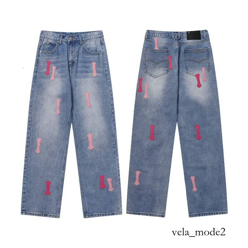 Chrome Jeans Men Designer Contemporary Style Luxury Brand Motorcycle Denims Detailing Urban Cross Styling Loose Comfortable Wide Leg Fashion Heartz