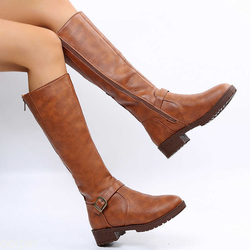 Women's Spring Autumn New Zipper Low Heel Long tube Boots Simple Comfortable Daily Casual Versatile High tube Women's Boots D260917