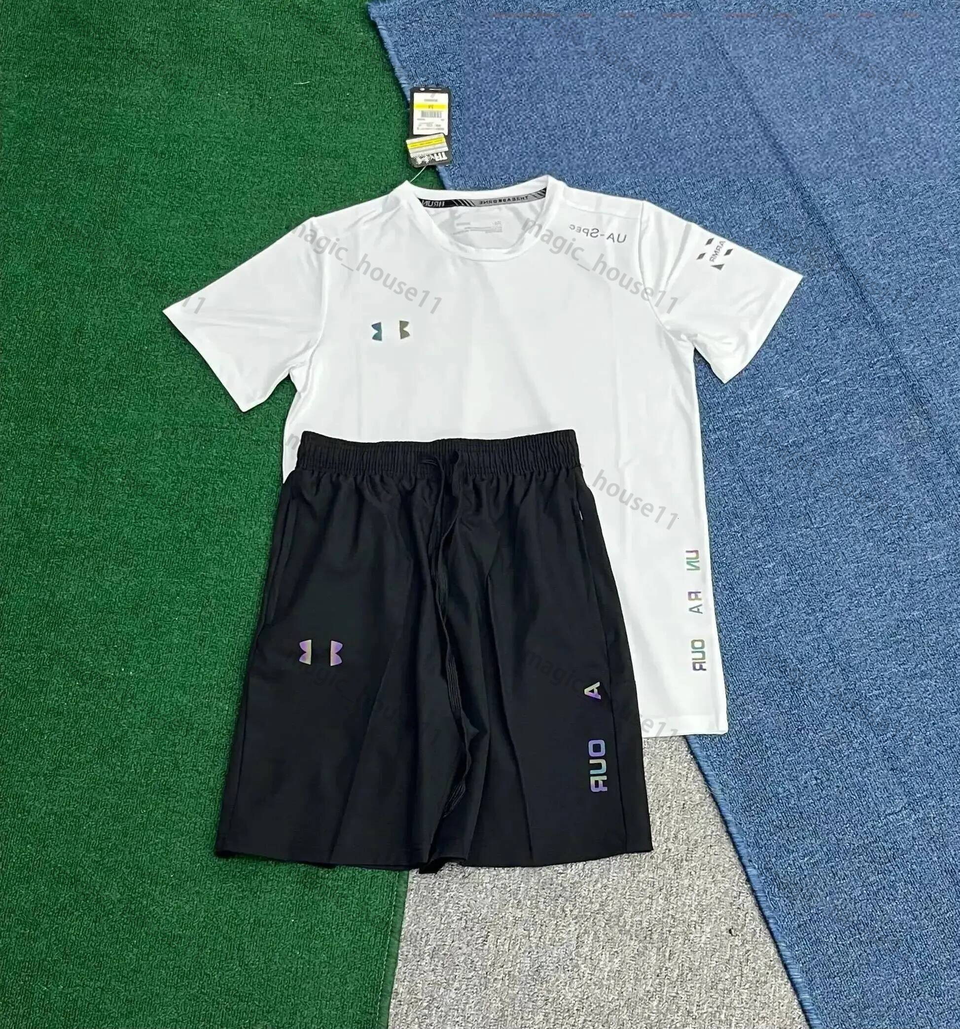 Under Amourr Tracksuit High Street Hip Hop Sportswear Men Women Running Under Shirt Shorts Set Round Neck Breathable Summer High Quality Hot Sale Tr