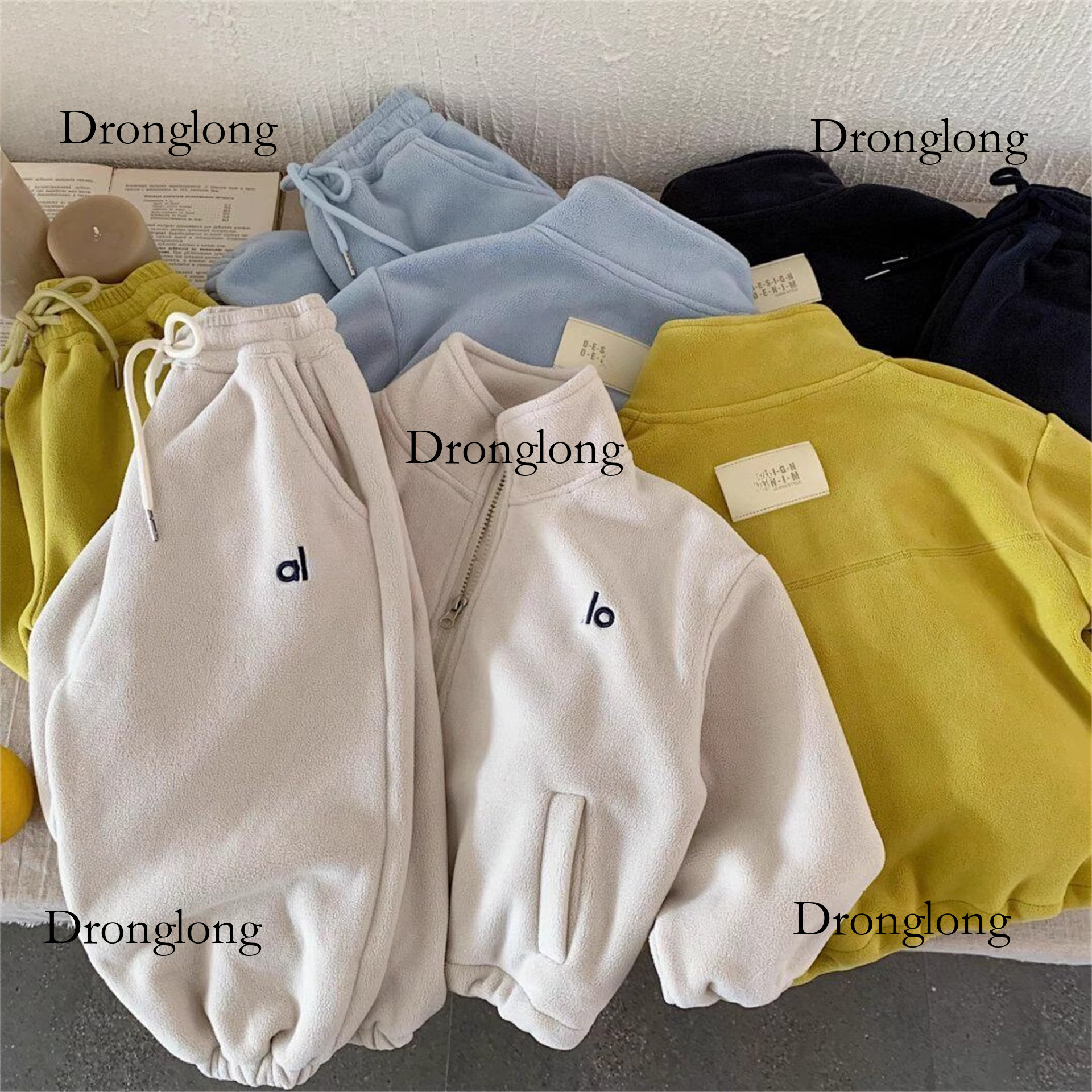 Children Autumn Winter Boys Trendy Doublesided Fleece Sweatshirt Baby Sweatpants Casual Twopiece Set Crossborder