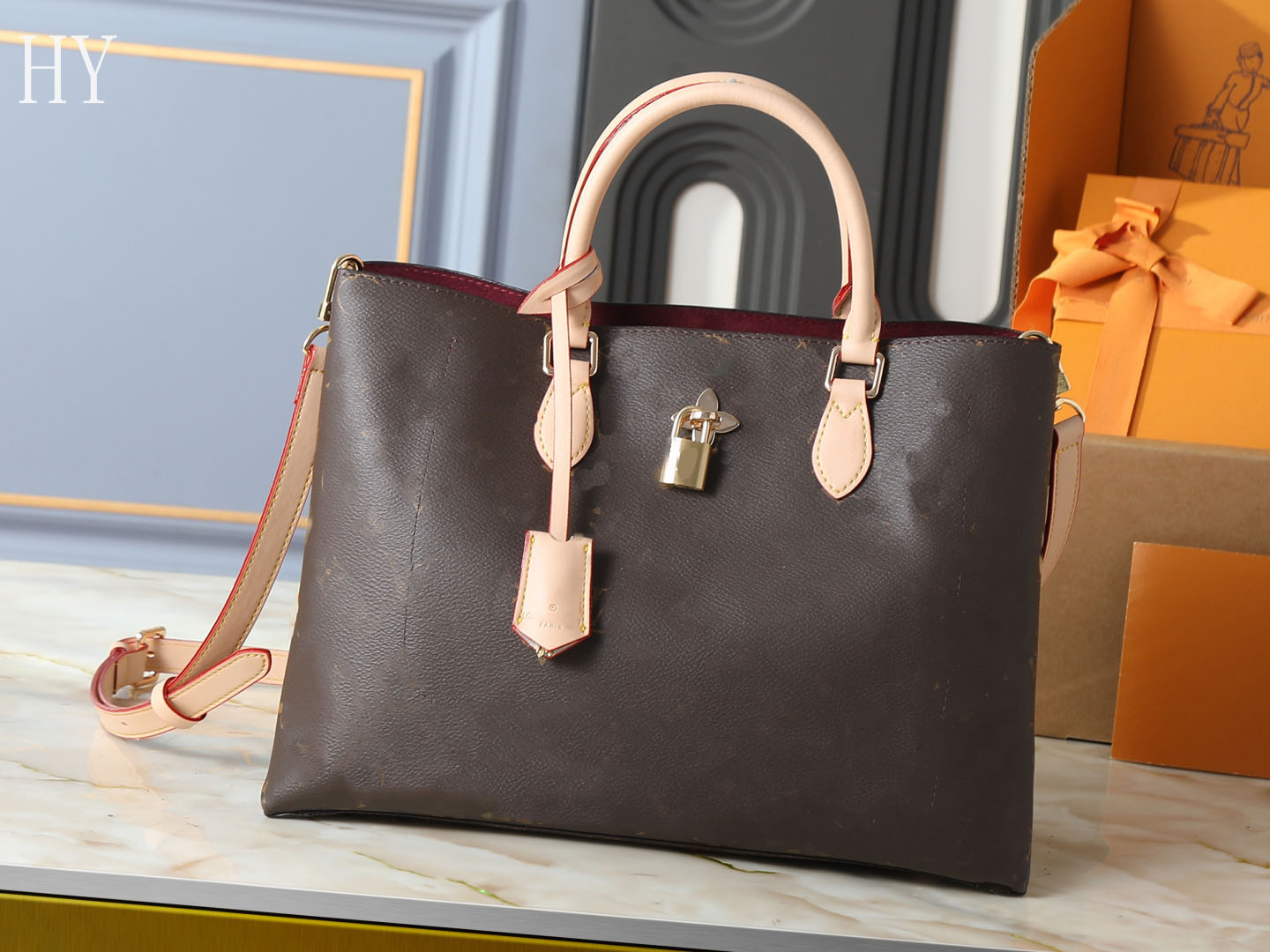 Designer Classic Large Tote Handbag for Women M43550 M43551 M43553 M43556 Big Capacity Top Handle Bag Metal Lock Decor Removable Shoulder Strap Cros