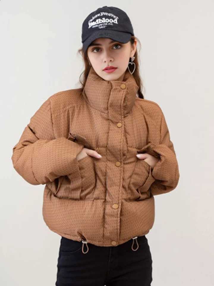 Zoki Women Streetwear Retro Parkas Hip Hop Long Sleeve Winter Y2K Puffy Coat American Casual Warm Female Stand Collar Jacket New H260917