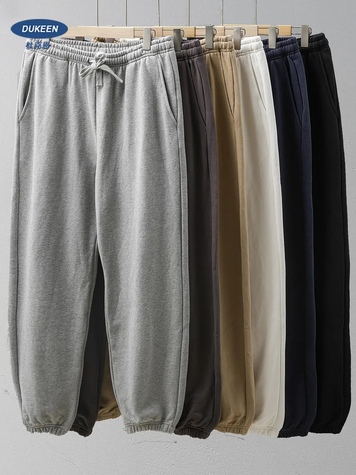 DUKEEN 500G Heavyweight Men Sweatpants Spring and Autumn 100% Cotton Loose Casual Sport Jogger Pants Men's Drawstring Trouse 260916