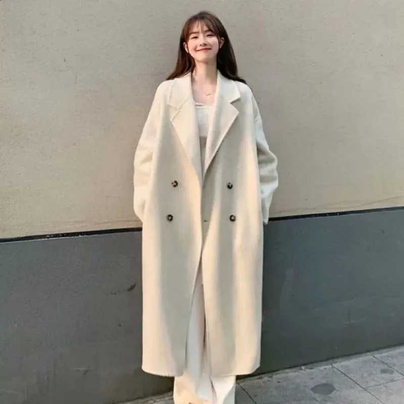 Breasted Women's Double Autumn Winter Solid Long Woolen Coats Black Slim Split Dress Two Piece Suits Lady Jacket Dresses OutfitsW260915