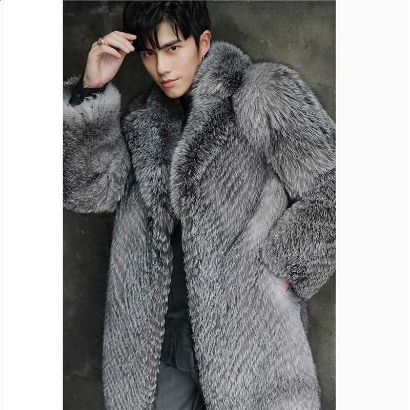 Winter Fur Coat Men's Faux Thicken Fluffy Long Sleeve Warm Outerwear Bontjas Jacket Fur Collar Plush Windbreaker Coats W260917