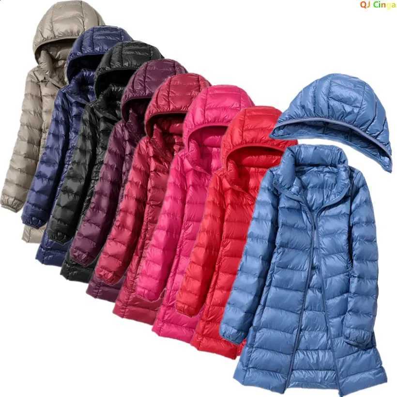Haze Blue Women's Lightweight Long Jacket Hooded Long SLeeve Coat Asian Size M-7XL Red Black Blue Available Parkas H260917