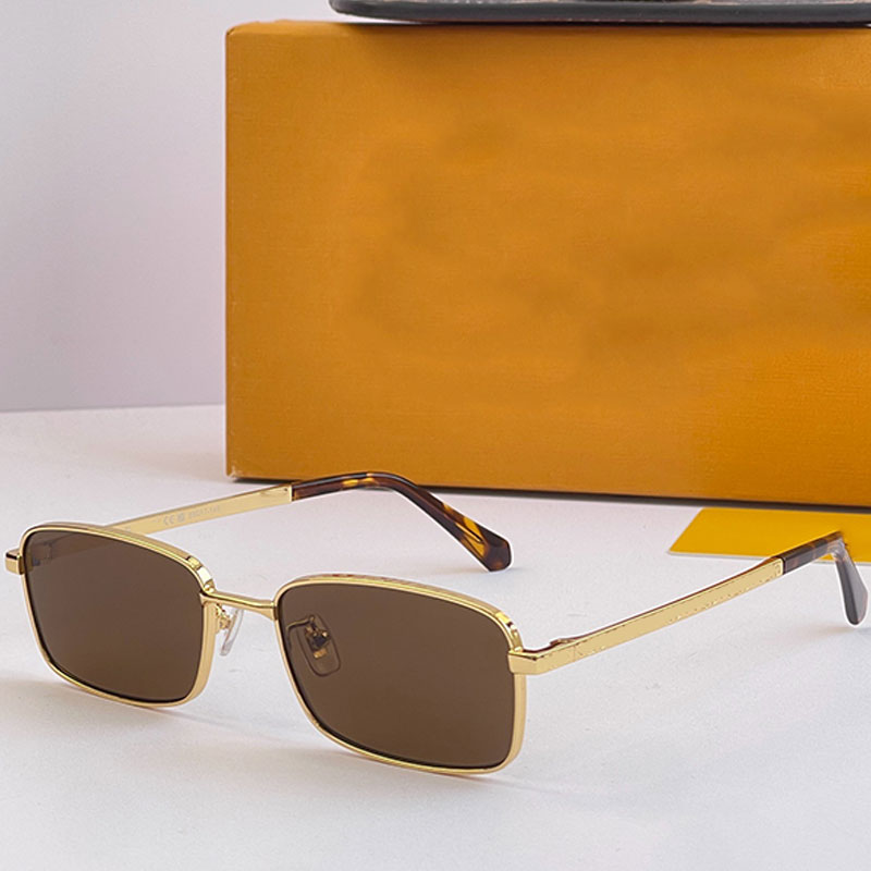 Luxury Pure Low Square Sunglasses Brown Lenses Gold Metal Frame Retro Trench Coat Cowboy Men Glasses With Packaging Box Z3620U