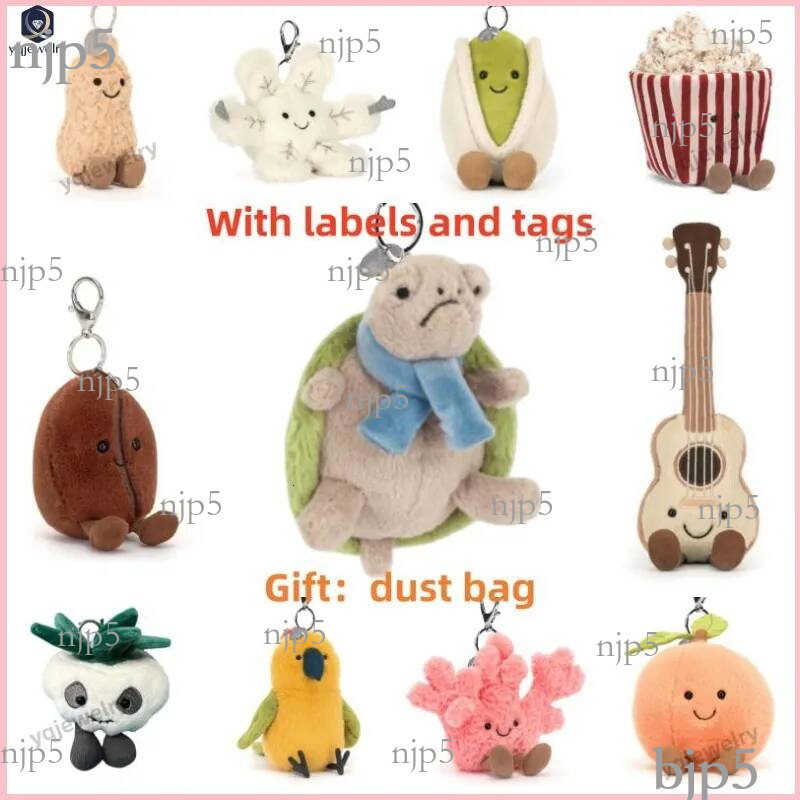 Jelly catt Bag Charms with labels and tags keychains designer Kawaii Plush Toys Cartoon Dolls Childrens Novelty Funny peanut Keychain for Hanging On