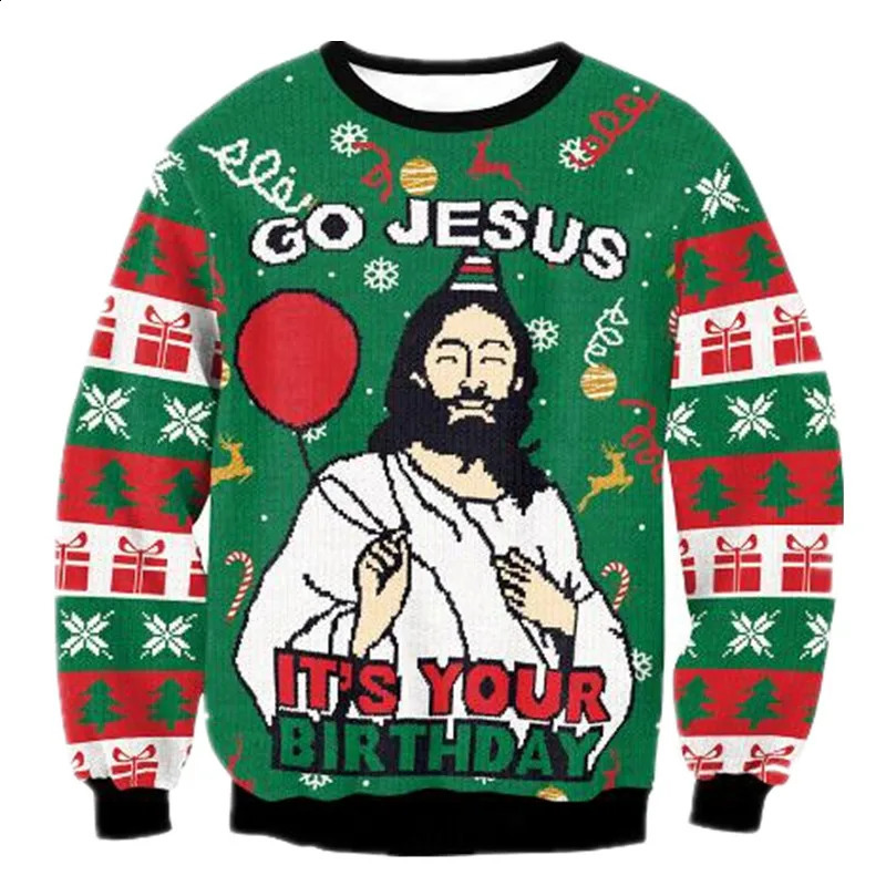 Ugly Christmas Sweaters Green Jumpers 3D Funny Printed Holiday Party Xmas Sweatshirt for Party Birthday Xmas Sweatshirt 260917