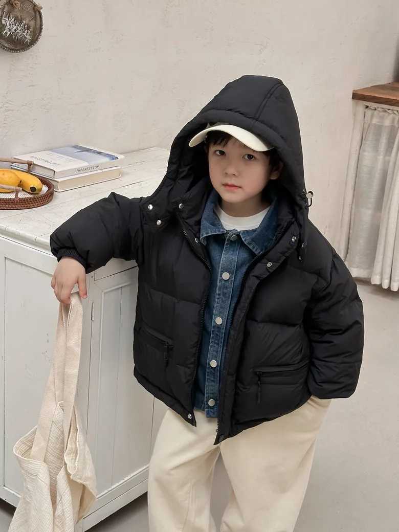 Winter Boys Jackets Girls Down New Denim Patchwork Fake Two Pieces Down Jackets Children Thick Warm Casual Coat Boys Outerwear J260917
