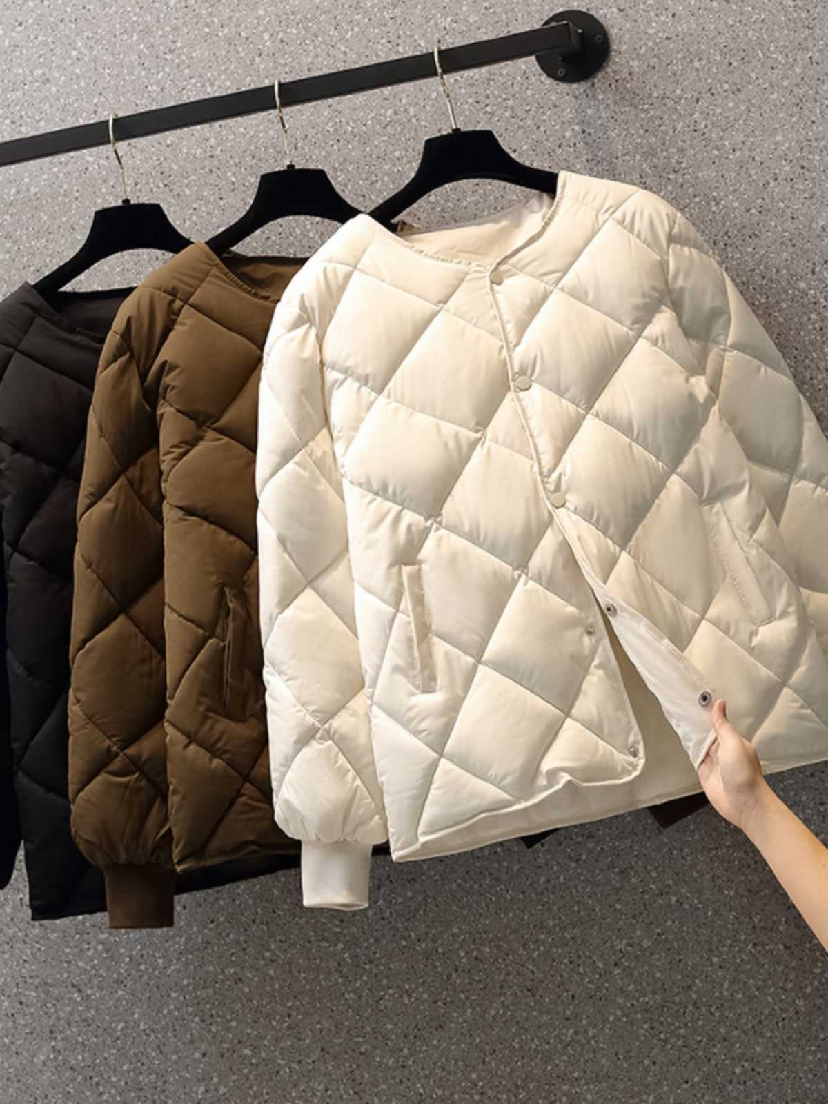 2024 Cotton Jaet Women's ort New Winter Korean Sle Lightweight Casual Pattern Thin All-Match Leisure Coat H260917