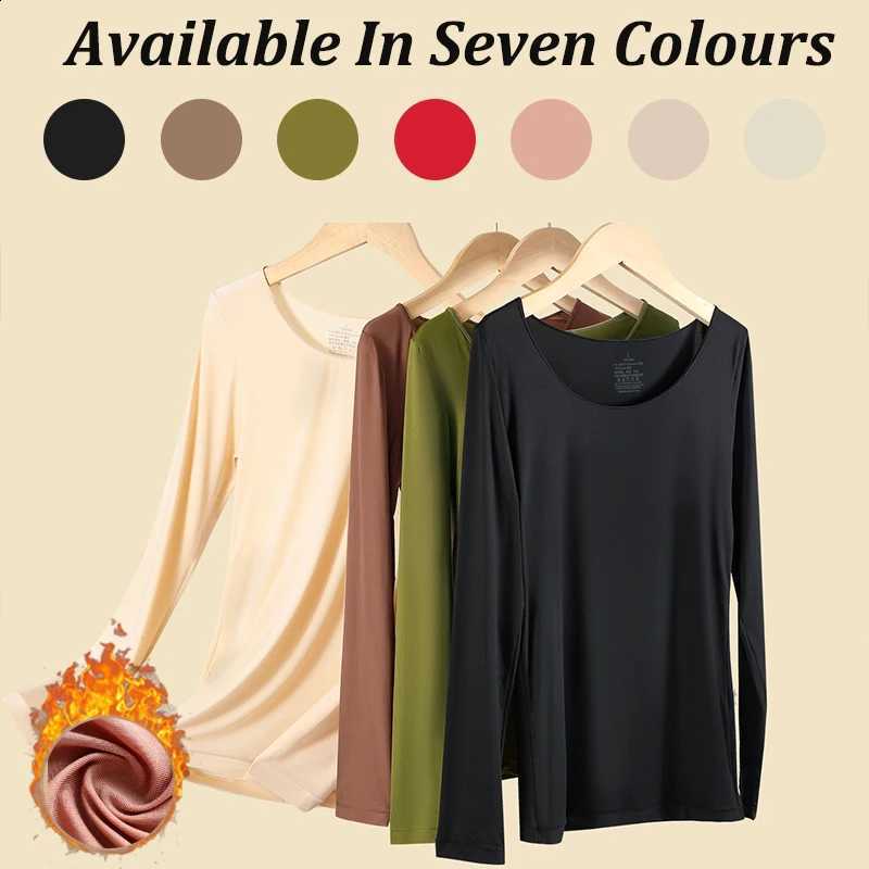 Women's Winter Thermal Underwear Seamless Solid Color High Elastic Ultra-thin Top Long Sleeve Slim Breathable Keep Warm Lingerie H260916