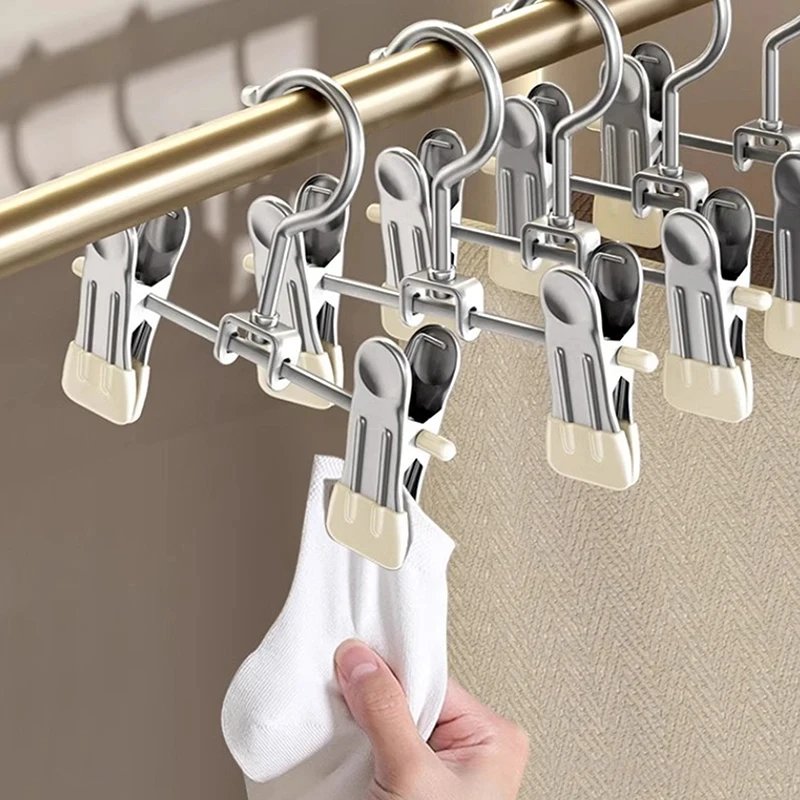 Adjustable Stainless Steel Shoe Rack with Trousers Hangers Portable Storage Rack