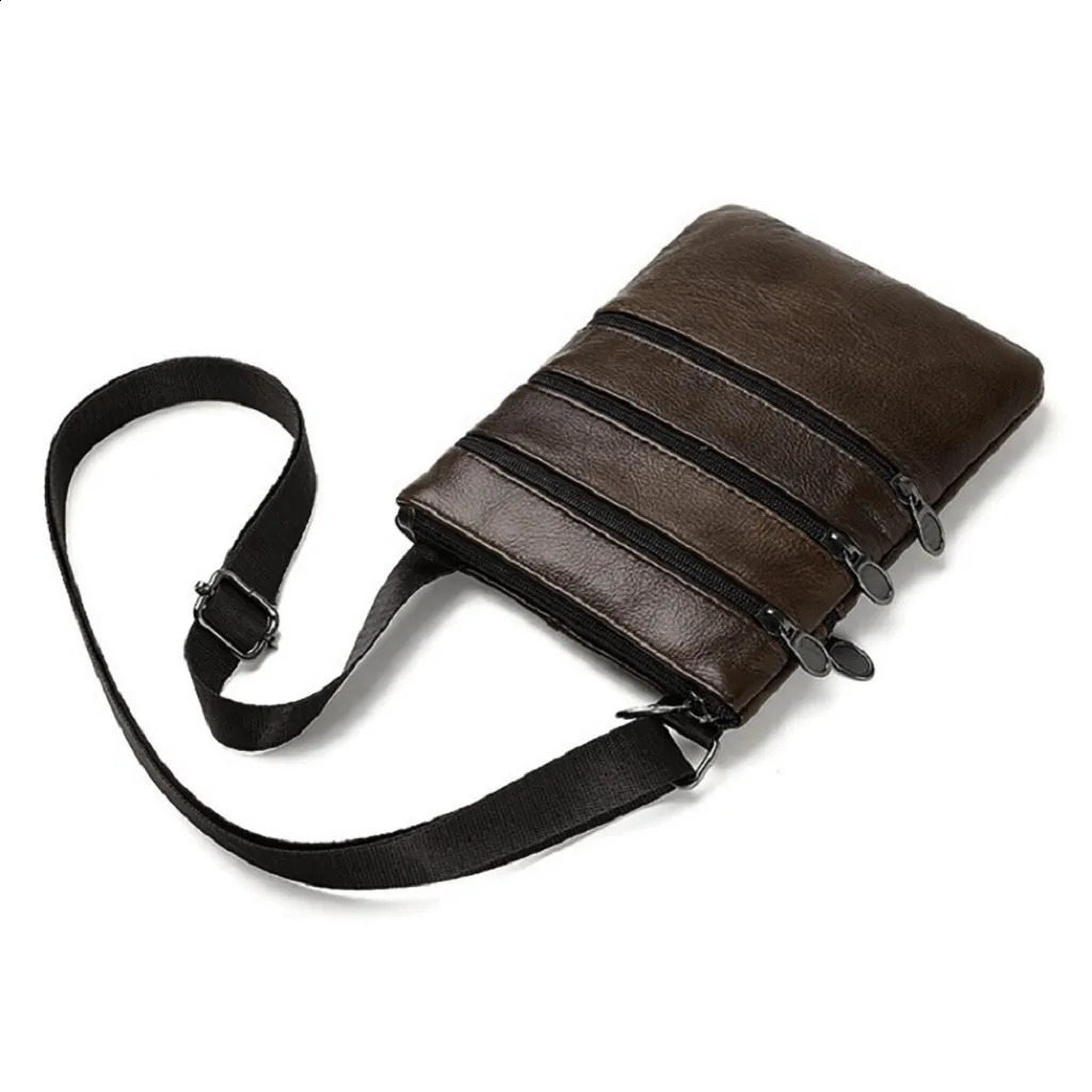 Men Fashion Leather Shoulder Bags Daily Commute Business Casual Messenger Bag Multiple Pockets Zipper Soft 260917