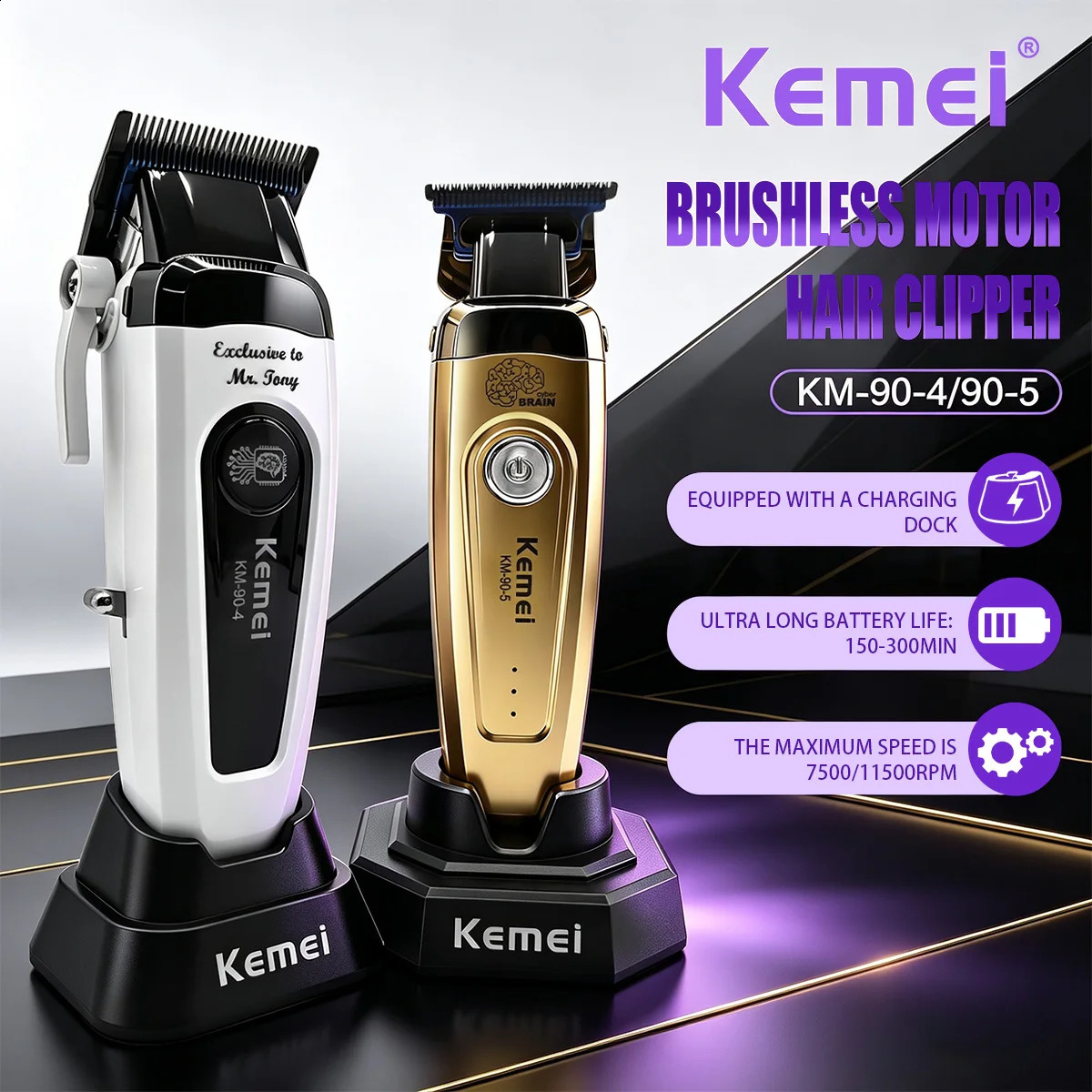 Kemei Professional Hair Clippers 11500 RPM Hair Cut Machine Brushless Motor DLC Blade Mini Hair Clipper for Men KM-90-4 KM-90-5 260917