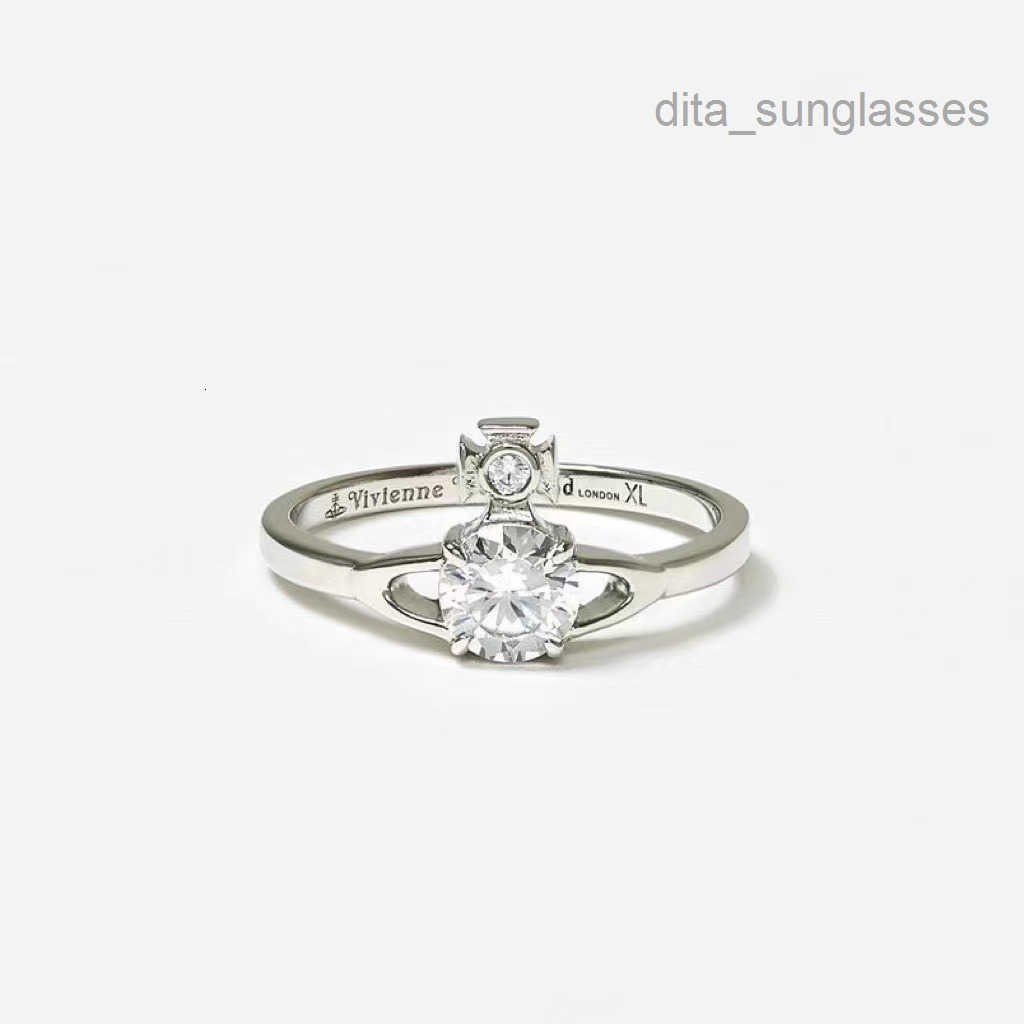 Band Rings Designer Empress Dowager Saturn Zircon Female Simple Fashion Niche Four Claw Small Planet Diamond Set Ring