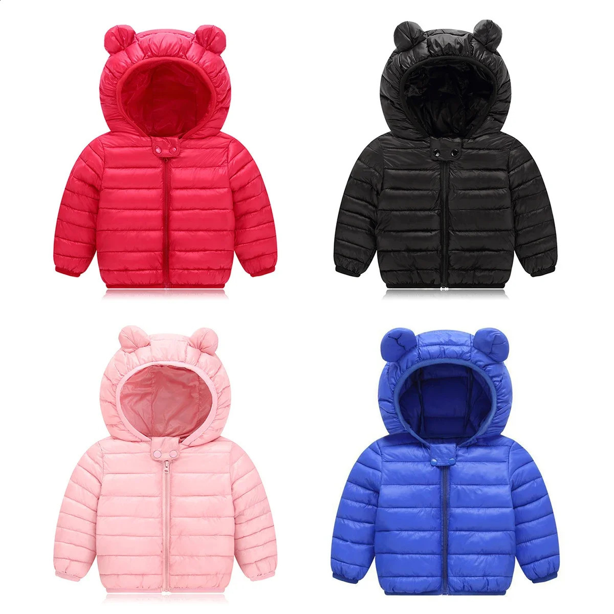 Cute Baby Girls Winter Clothes Kids Light Down Coats with Ear Hoodie Spring Girl Jacket Toddler Children Clothing for Boys Coat260916