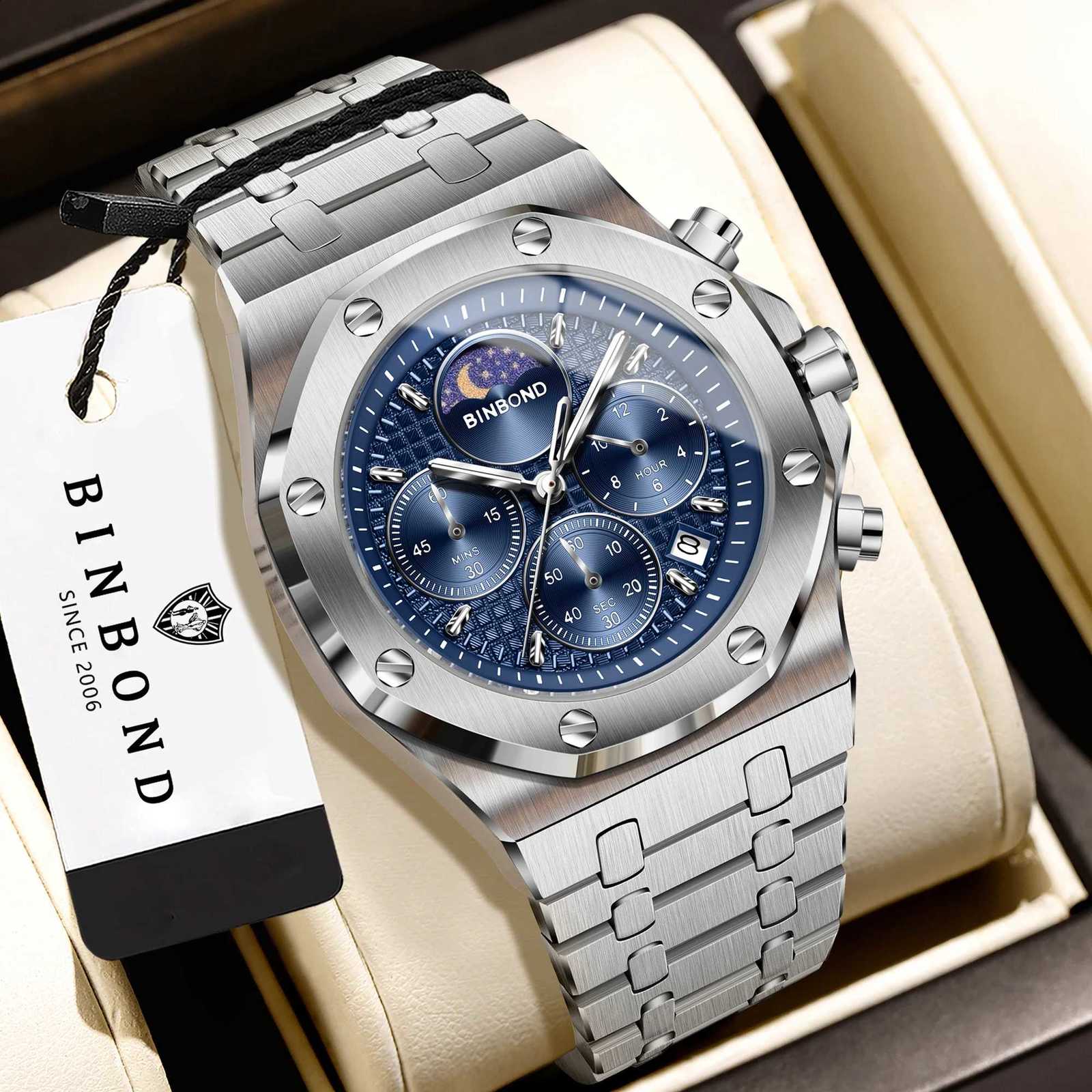 BINBOND Luxury Reloj Hombre Quartz Watches For Men Luminous Waterproof Men's Watch Day Night Chnorograph Relogios MasculinomT260916