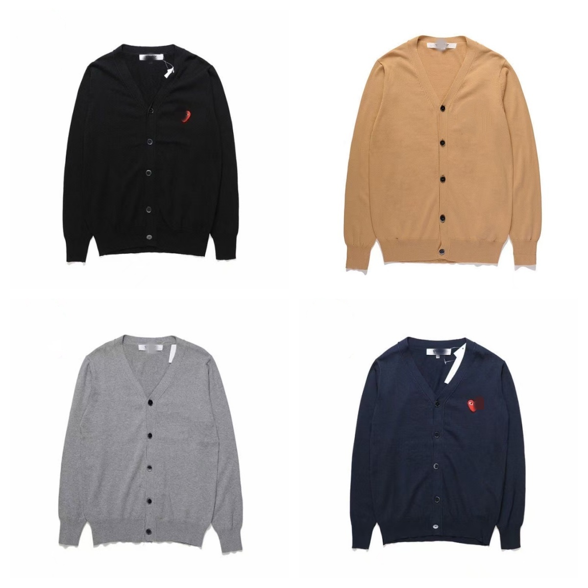 Japan Designer Red Eyed Heart Logo Men's Daily Formal Casual V-neck Cardigan Sweaters Knitted Jacket Youth Teenager Juniors Boys Autumn Overshi