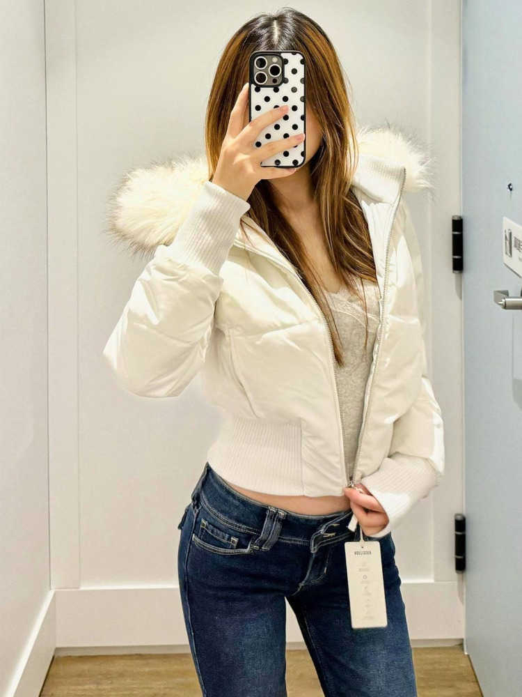 collar American fur retro pink hooded short cotton coat winter new slim all-match thick warm cotton coat H260917
