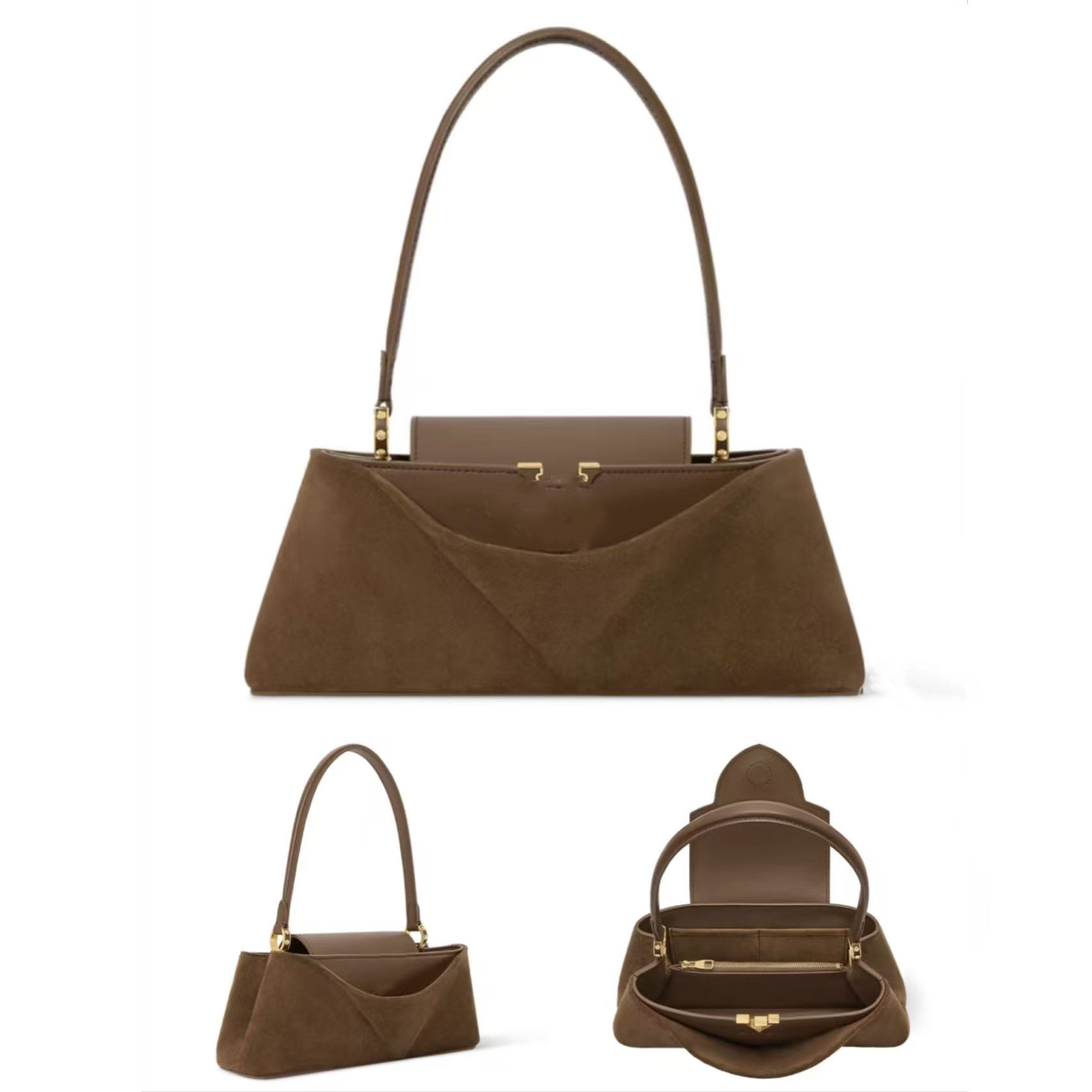 Designer Suede Capucines Edito Handbag Sleek East West Tote Bag Multiple Pockets Smooth Leather Shoulder Bag Purse M29642