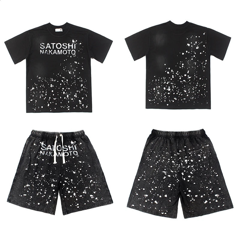 Splashink Classic Letter Print Satoshi Nakamoto Tshirt Shortsleeved Vintage Oversized Mens T Shirt Shorts Summer Trend Style 260917