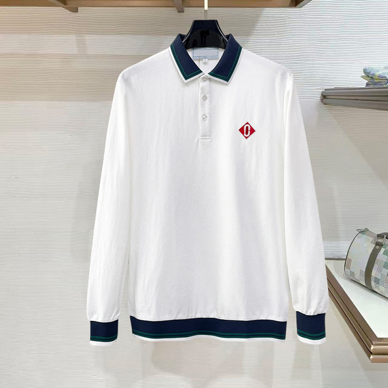 Designer Men Classic Tee Casual Button Placket Long Sleeve Polo Shirt Spring Autumn Casual Daily School Office Top