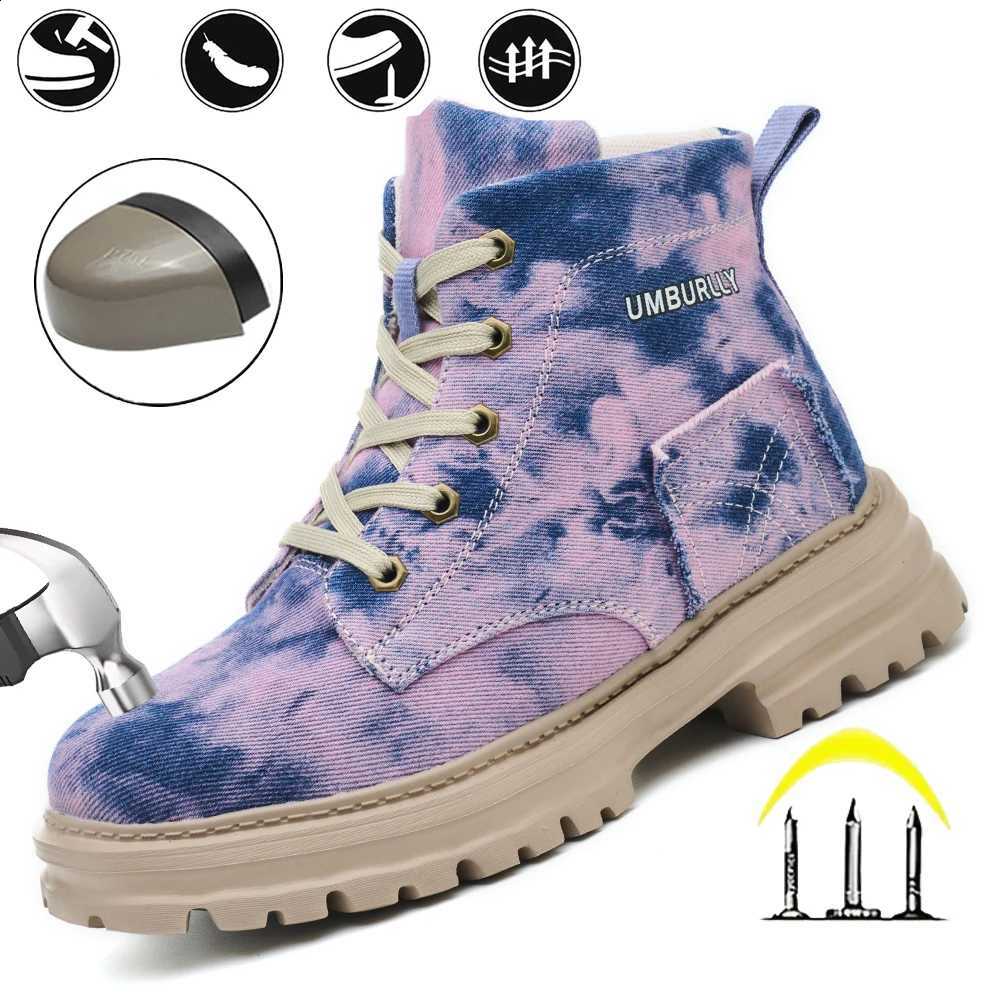 2025 New Fashion Women's Safety Shoes Smashing Steel Head Puncture Proof Kevlar Street Outdoor Light Women's Work Boots Q260916