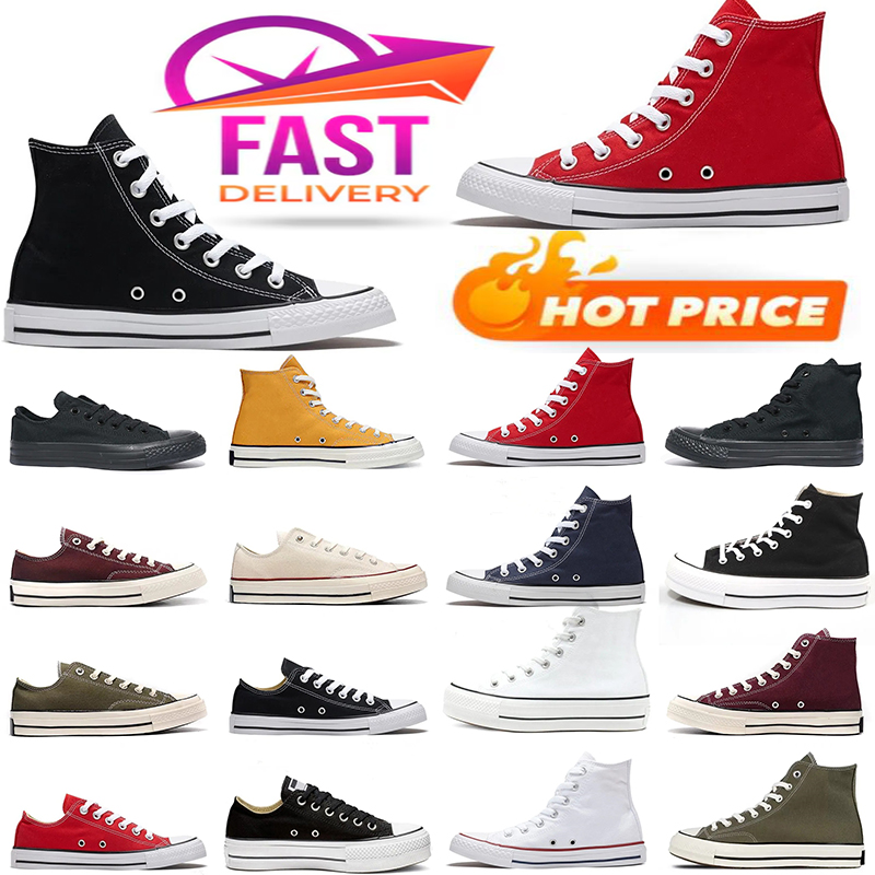 Casual Canvas Shoes Mens Womens Lace Up Breathable Flat Sole Non Slip Classic Red White Black Walking Fashion Couple Sneakers For Daily Street Wear