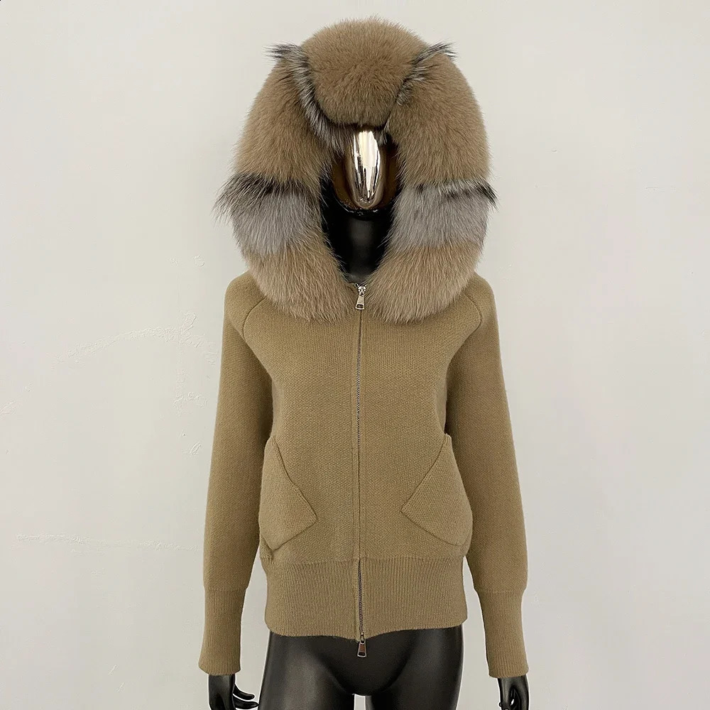 ity Fur Coat Women Short Cardigan Fashion Collar Autumn Winter Clothes Female Hooded Big Knitted Jacket Natural 260917