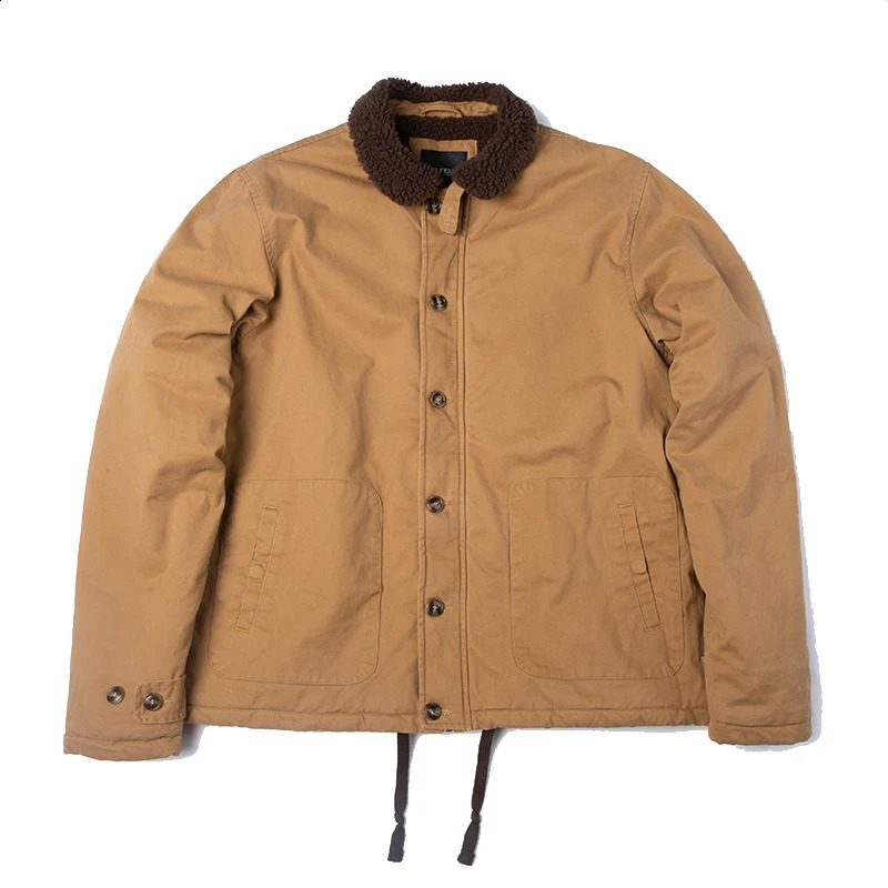 High quality 100 cotton vintage USN WW2 USMC thick sherpa fleece winter clothes khaki military work blank N1 deck jacket for men 260916