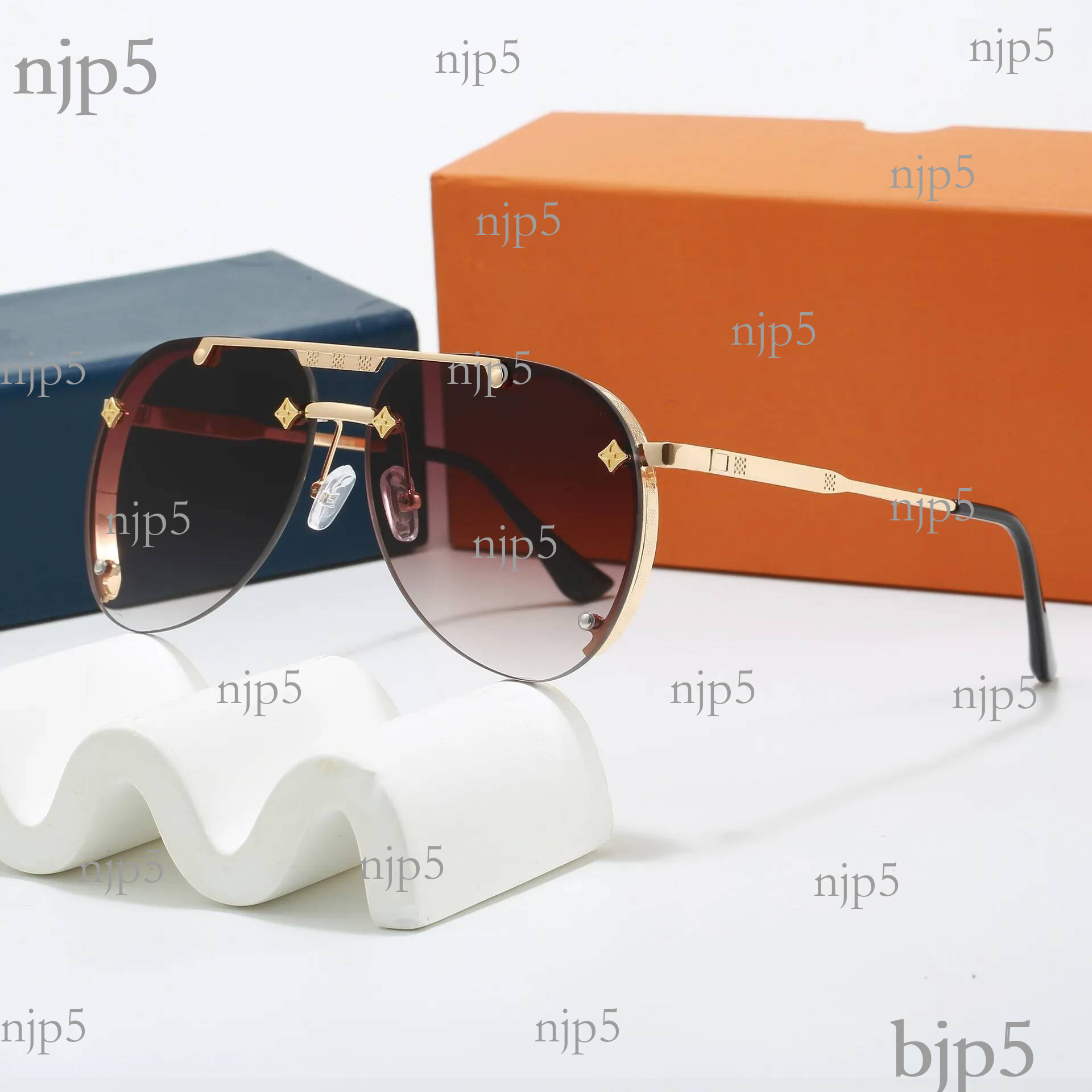 Mens Designer Sunglasses Outdoor Shades women fashion Metal Oval luxury Half Frame Sunshade mirror polarized UV400 protection Glasses With box AAAAA