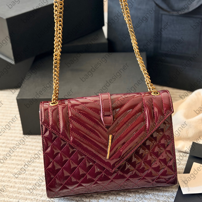 Patent Leather Luxury Designer Bag Chain Crossbody Bags Designer Shoulder Bag High Quality Handbags For Women Flap Wallet Luxury Envelope Bag Diamon