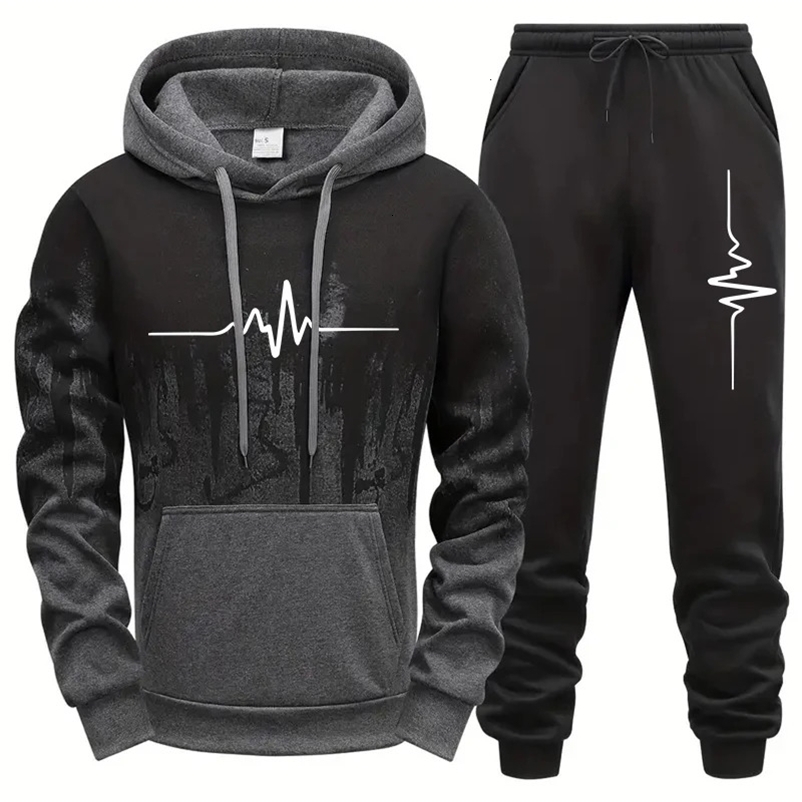 High Quality Men's Tracksuit Casual Jogging Men Versatile Sweatshirts Sweat Pants Fashion Comfort Daily Sports Simple Hoodie Set 260915