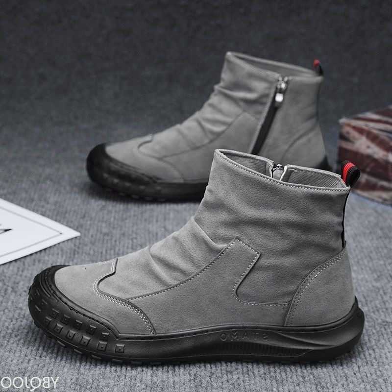 New autumn breathable Men Ankle Boots High Top fa1able versatile Men shoes Zipper minimalist Men's Boots D260917